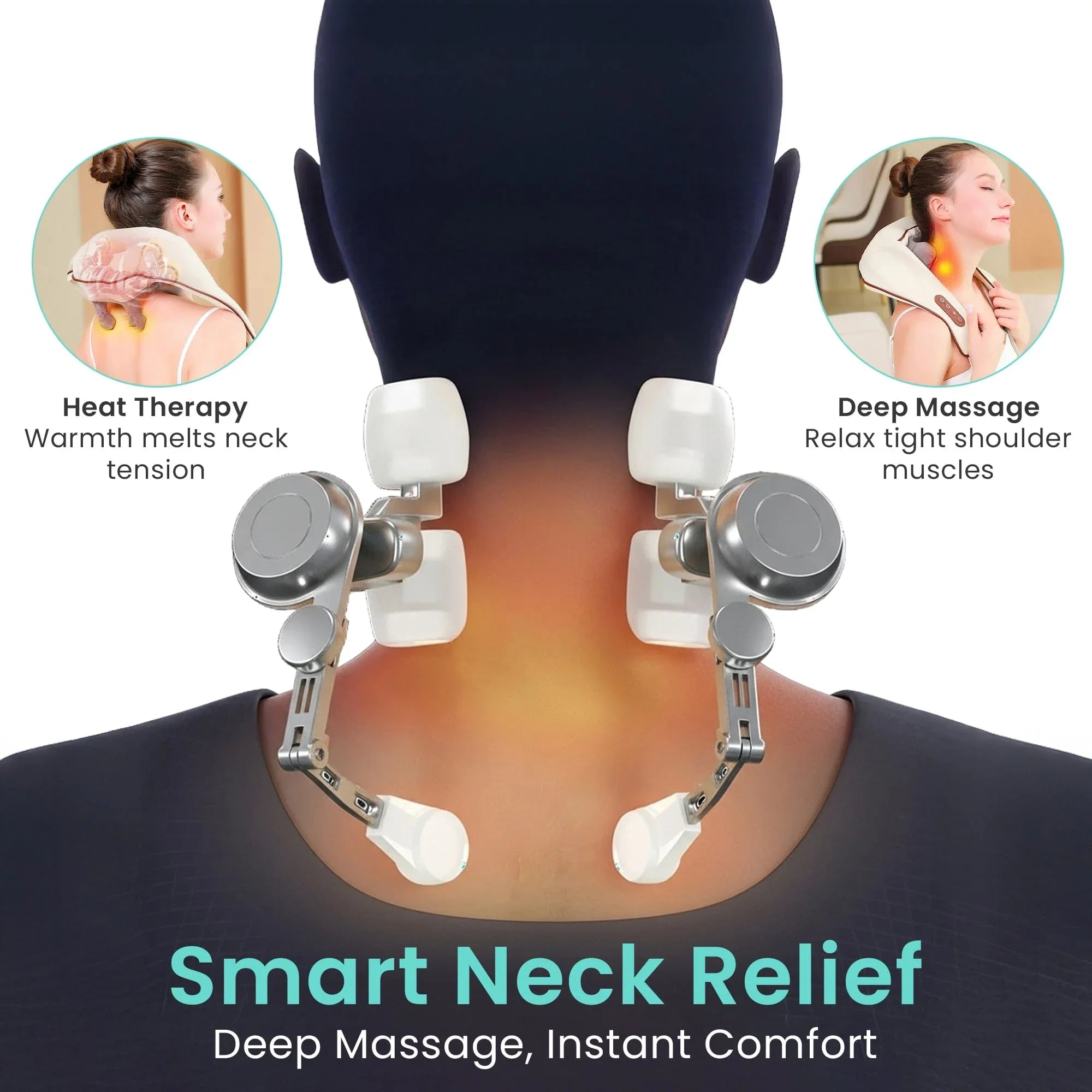 Electric neck massager providing heat therapy and deep massage for neck and shoulder pain relief.